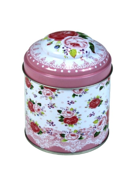 Lata Rosa con Flores