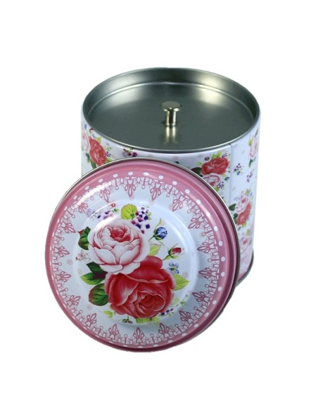 Lata Rosa con Flores