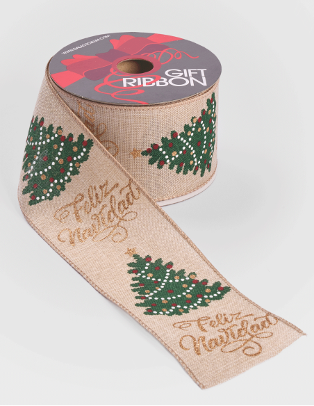 Cinta Polyester 64 mm Feliz Navidad