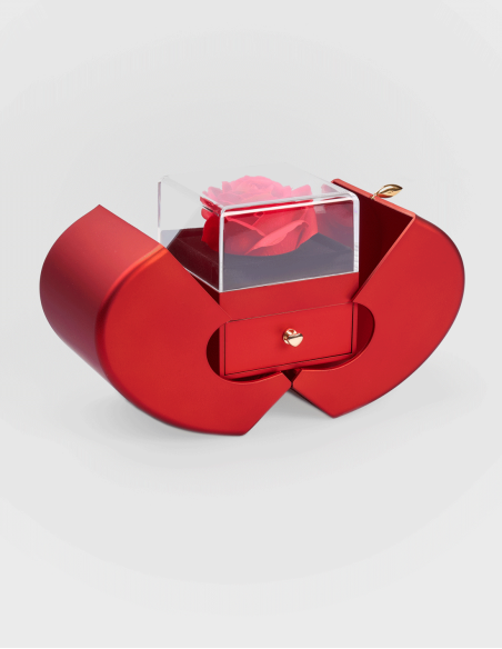 Boîte en Forme de Pomme avec Rose Stab.
