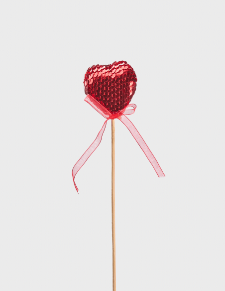 Pique coeur décoratif avec paillettes et nœud
