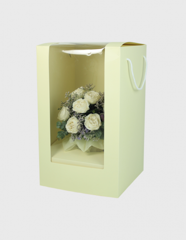 Boîte pour Bouquet Pvc - Carton Beige