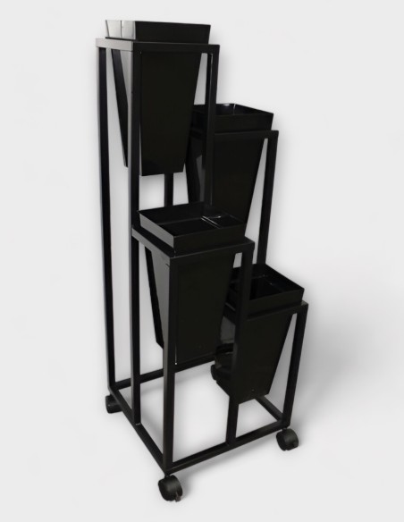 Présentoir Noir 4 Vases Carré