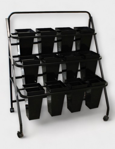 Présentoir Noir 12 Vases Carrés