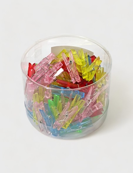 Pinces Transparentes Mod. A (100 Unités) Pinces transparentes et colorées,  Lot de 100 unités