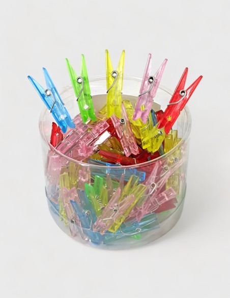Pinces Transparentes Mod. A (100 Unités) Pinces transparentes et colorées,  Lot de 100 unités