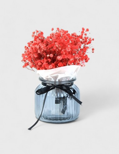 Gypsophile Stabilisé avec Vase en Verre