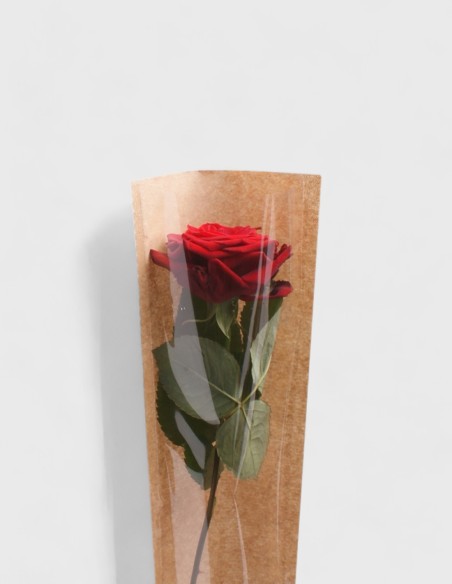 Einzeln verpackte Rosentüte aus Kraftpapier