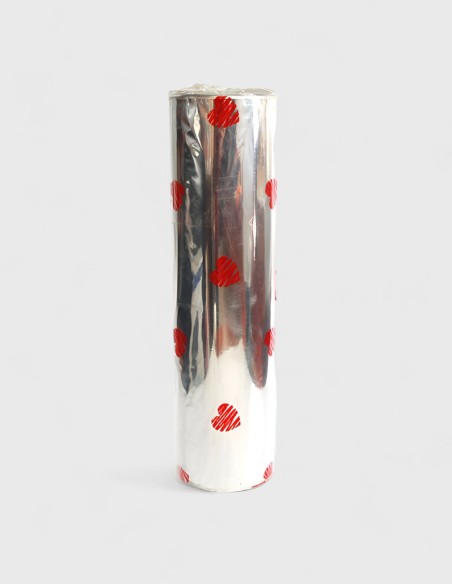 Bobine Cellophane Double - Argenté avec Coeurs