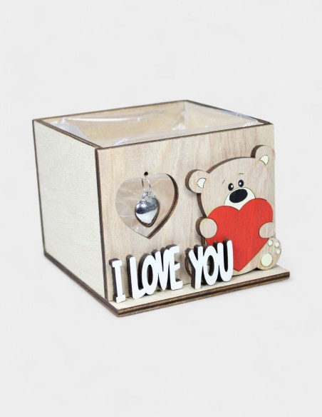 Coffret en Bois Ours I Love You | Ideefleur SL