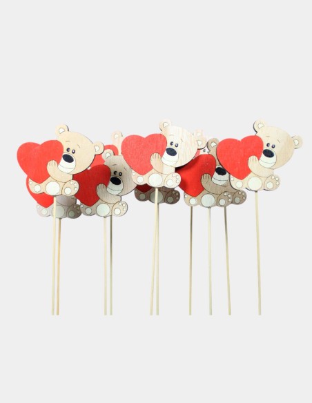 Pique en bois Ours avec coeur