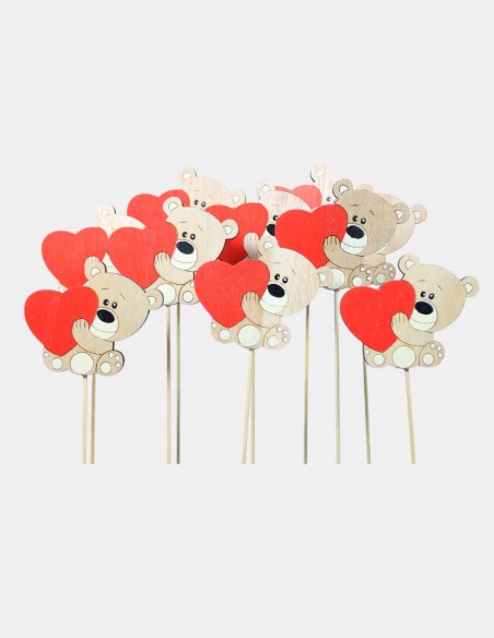 Pique en bois Ours avec coeur