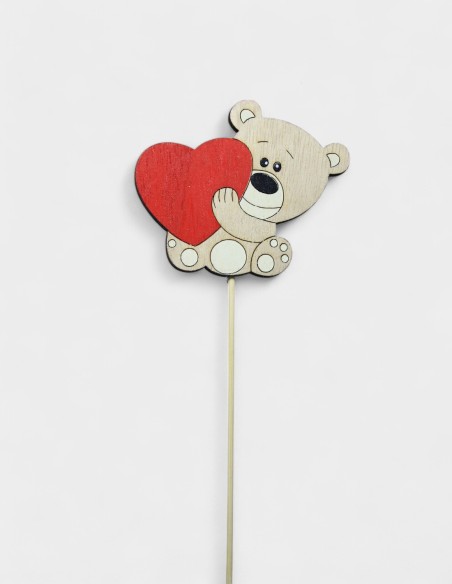 Pique en bois Ours avec coeur