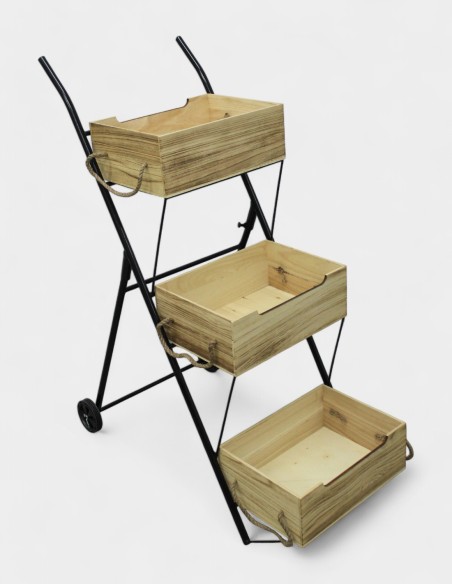 Présentoir avec 3 boîtes en bois