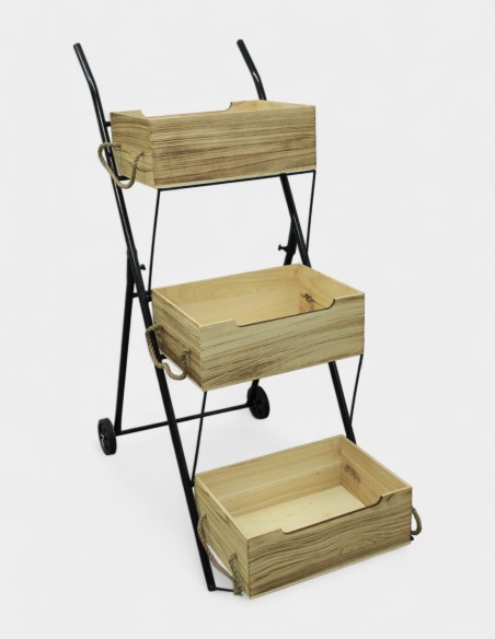 Présentoir avec 3 boîtes en bois