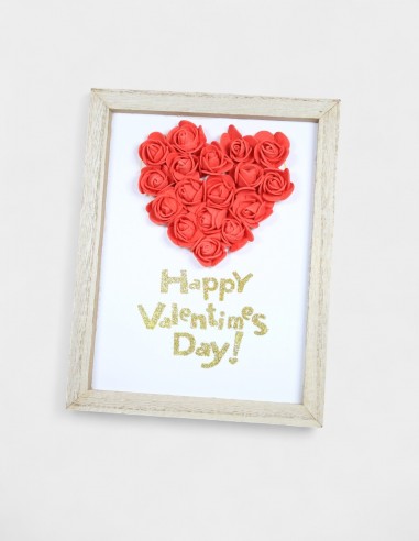 Cadre Cœur en Mousse Rouge Happy Valentines Day
