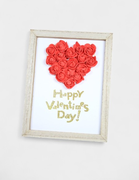 Cadre Cœur en Mousse Rouge Happy Valentines Day