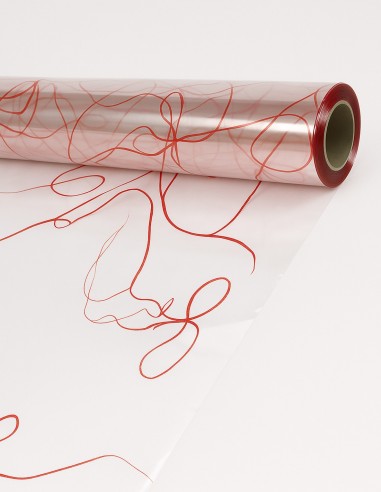 TRANSPARENTES ZELLOPHANPAPIER MIT BANDFÖRMIGEN ZEICHNUNGEN