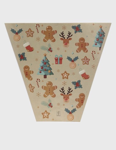 Housse pour Bouquet en Papier Kraft Naturel Noël