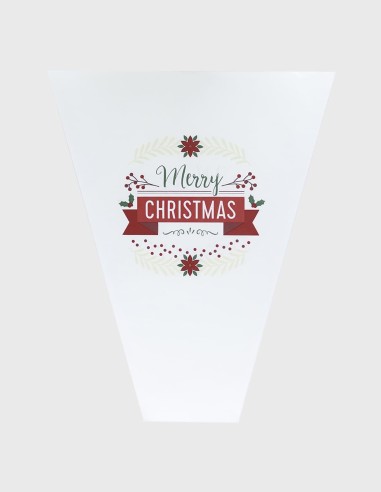 Housse pour Bouquet Kraft Blanc Merry Christmas