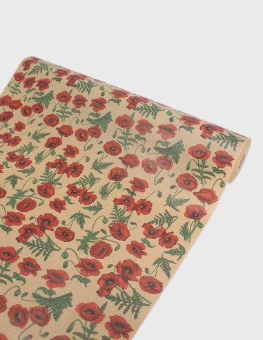 Rouleau de Papier kraft Imprime Coquelicots