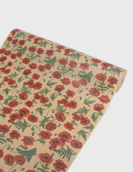 Rouleau de Papier kraft Imprime Coquelicots