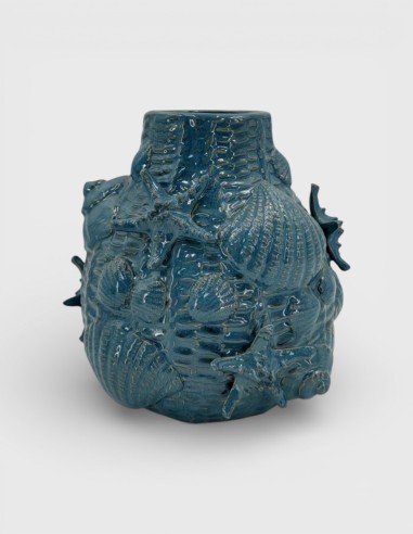 Vase en Céramique émaillée bleu réf. 250053AZ
