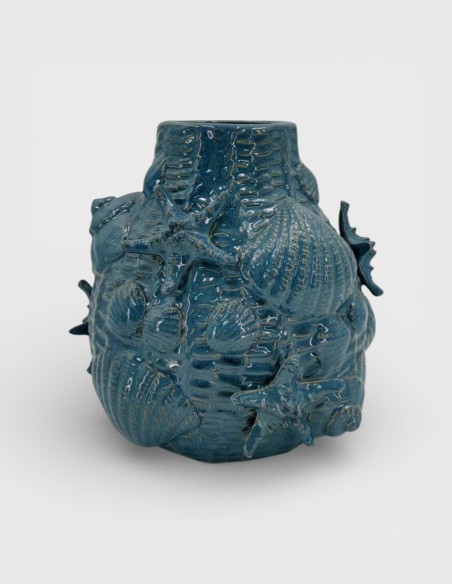 Vase en Céramique émaillée bleu réf. 250053AZ