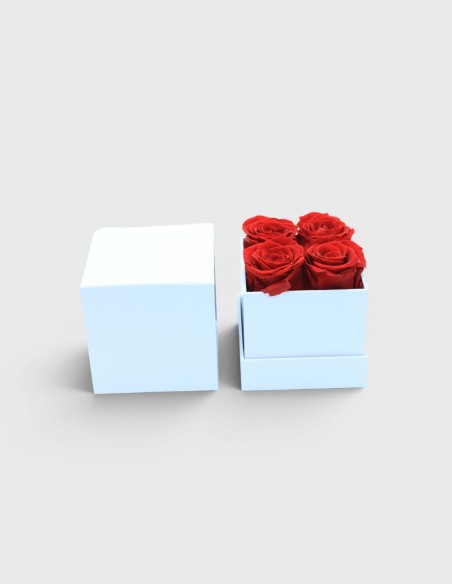 Boîte Carrée Blanche avec Roses Eternelles