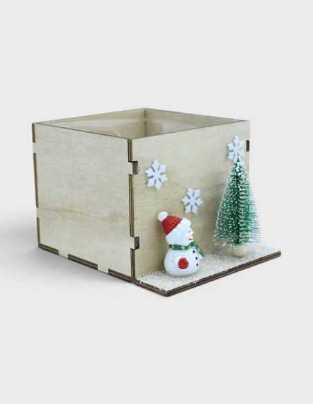 Boîte en Bois Motif Sapin de Noël