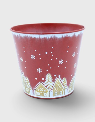 Seau de Noël en Métal Rouge