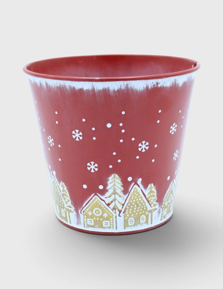 Seau de Noël en Métal Rouge
